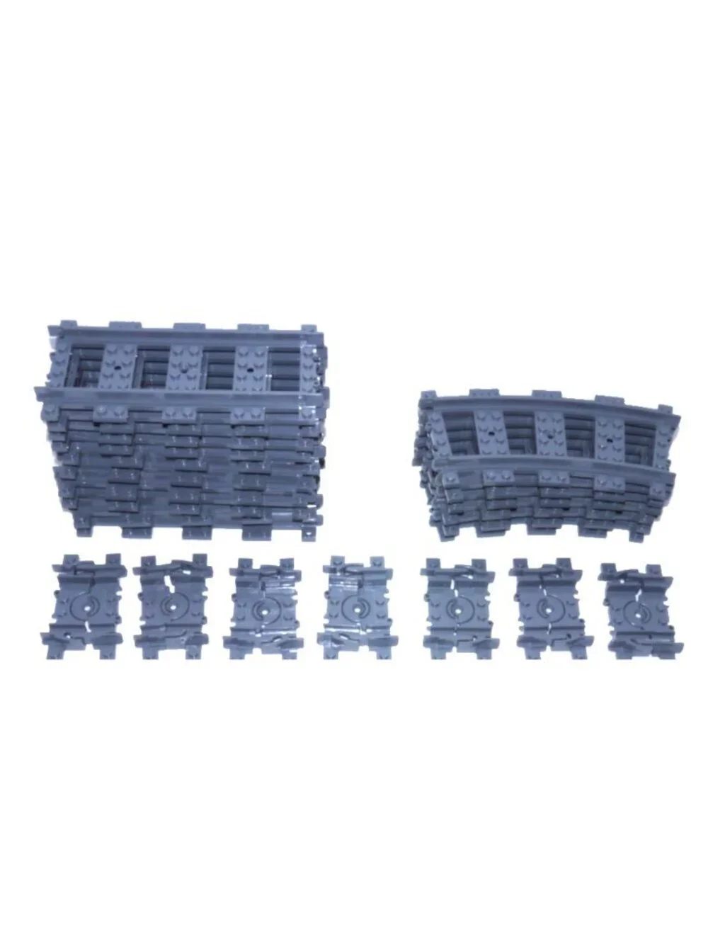 Lego City 30 piece set of gray train tracks, you get exactly what is pictured